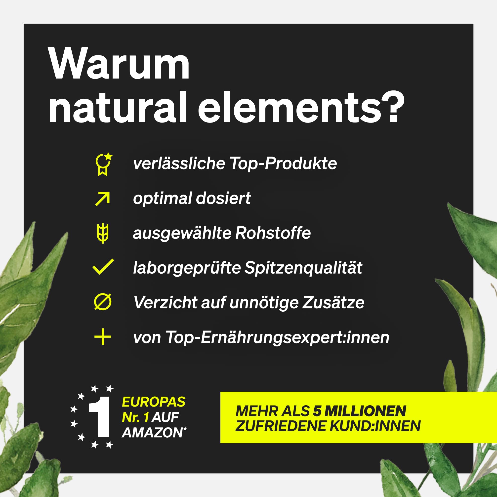 natural elements Essentials Set - Magnesium Komplex, Vitamin B Komplex, D3 K2 & Omega 3 Kapseln - hochdosiert, ohne unnötige Zusätze - für deinen Alltag