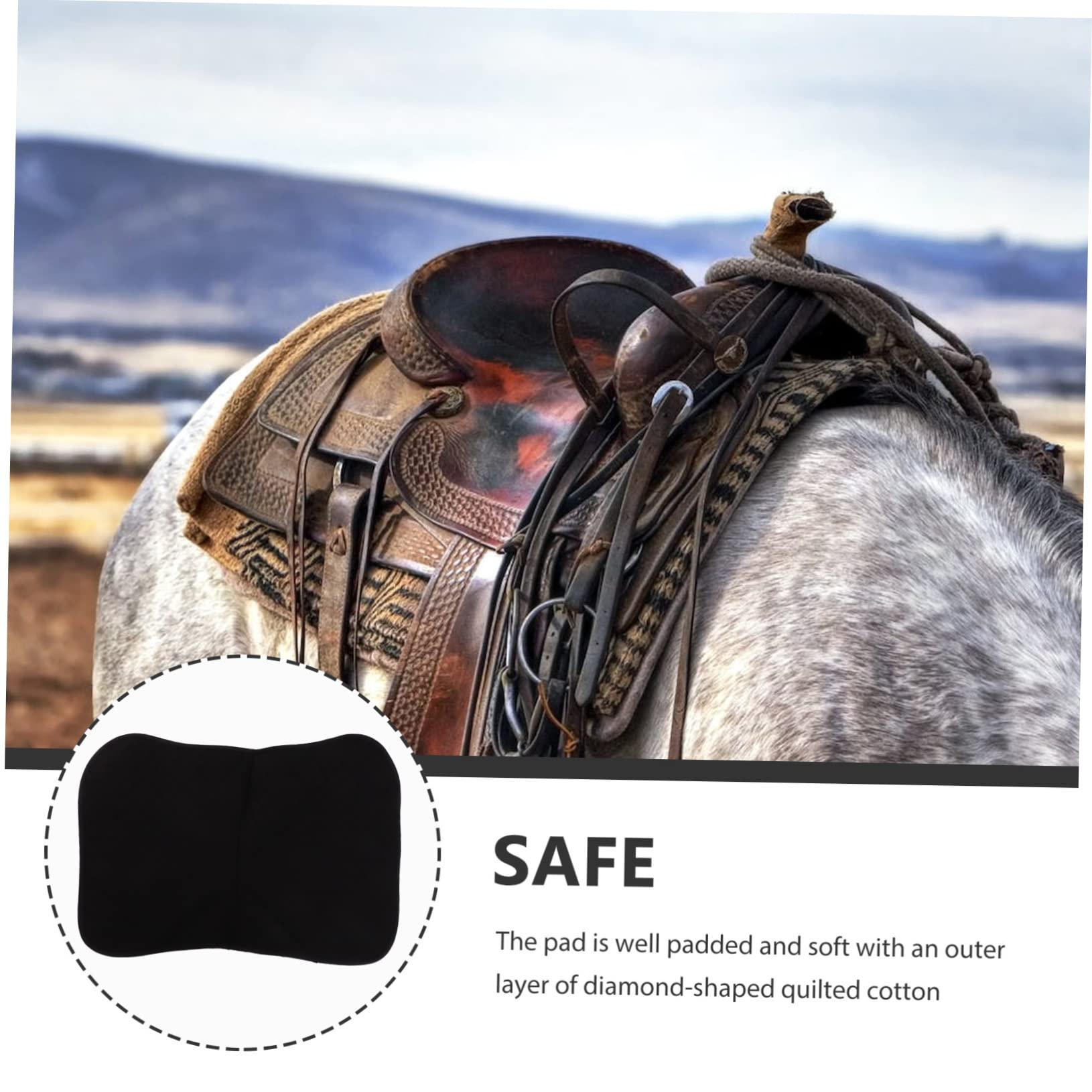 ibasenice Manta de Silla de Montar Occidental Antideslizante, Cómoda, Eva, Algodón y Poliéster, para Caballo, , Negro