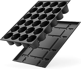 Quickpot 24er Anzuchtplatte mit Untersetzer stabiles Set mit Wasserüberlauf und Ablaufrinnen, einfaches Anzuchtsystem für Pflanzen, Blumen, Salat Gemüse Anzuchtset, Multiplatte Topfplatte Pikierplatte