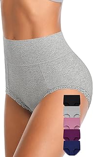 High Waisted Womens Underwear Cotton Underwear Full Coverage Briefs Stretch Breathable Ladies Panties 5 Pack