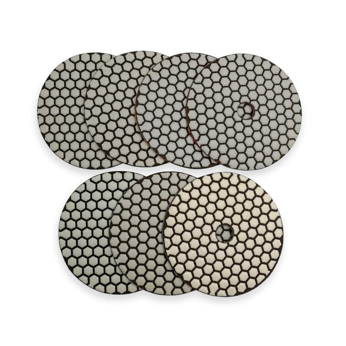 DT-DIATOOL Suche diamentowe podkładki polerskie 5 cali/125 mm 7 sztuk mieszane ziarnistości do granitu marmuru ceramicznego