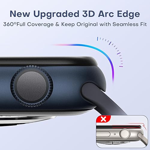 Miniatura 3 de TAURI Paquete de 2 protectores de pantalla de vidrio templado para Apple Watch Series 987 de 1.772 in, marco de fácil instalación + cobertura