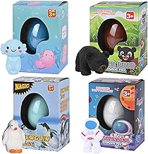 Zoelele 4 Toy Eggs That Grow in Water, Salamander, Black Bear, Penguin and Astronaut Gifts for Girls and Boys, Birthday and Easter Gifts for Children from 3 Years (B)