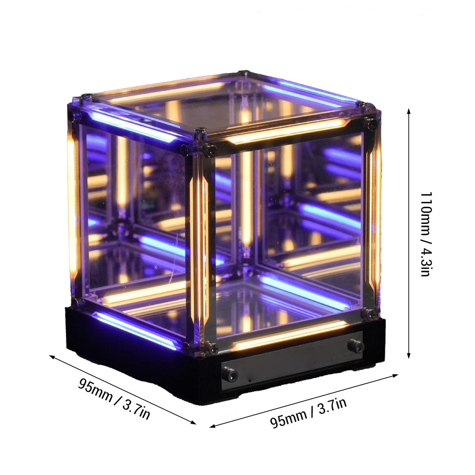 Lampe Cube Lumineuse Miroir Infini 4D à Effet Abysse, Lampe LED Veilleuse D'ambiance pour Salle de Jeux avec Commande Tactile, intensité Variable, Batterie Rechargeable 2000 MAh,
