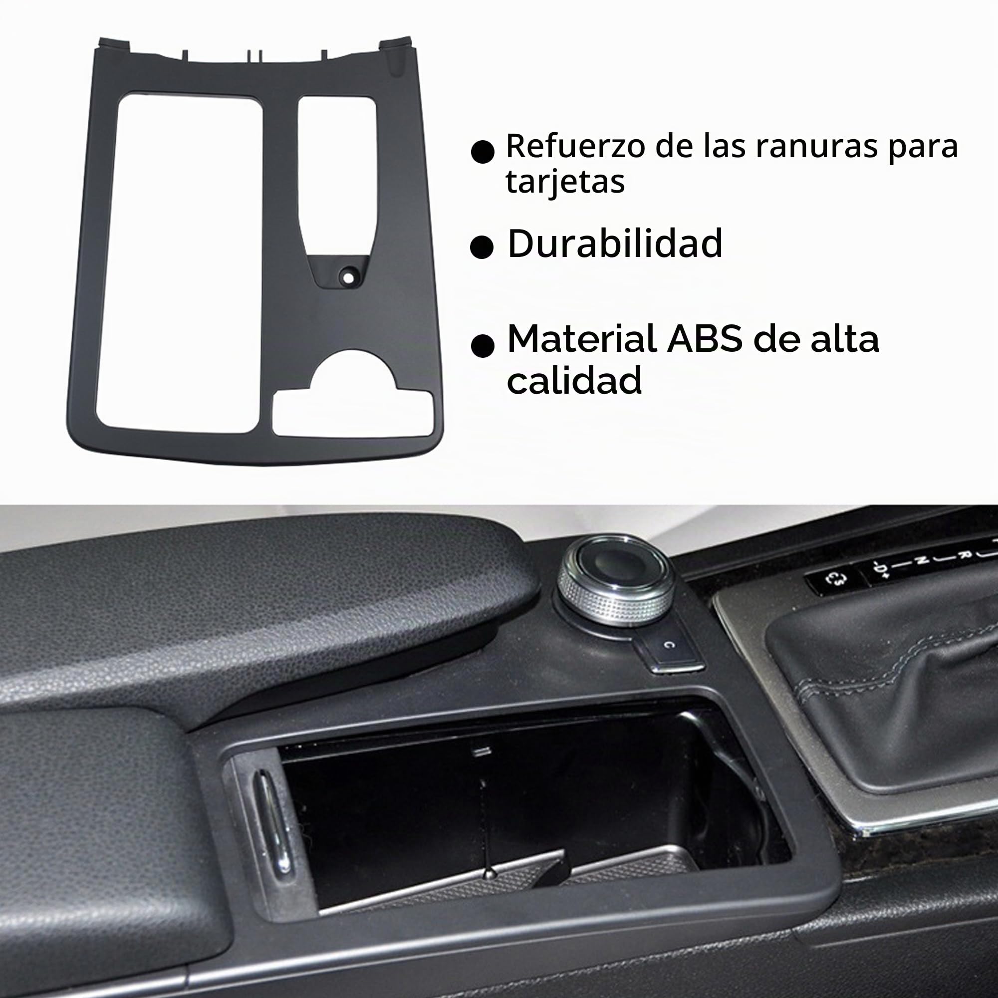 Consola central para W204, soporte para vasos de consola central, portavasos de consola central para W204 Clase C Clase E 2046800107 (negro)