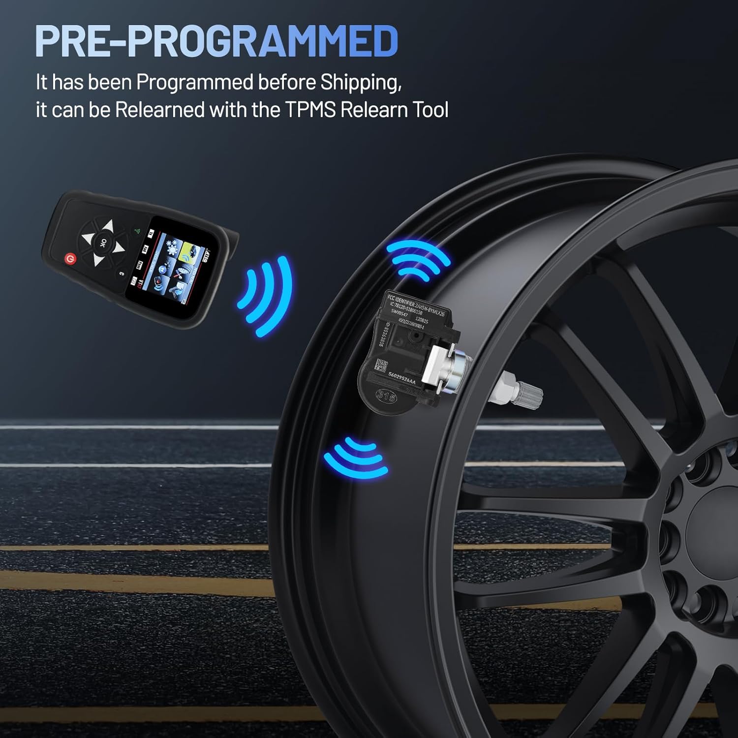 Upgrade TPMS Sensor GM 315Mhz Tire Pressure Monitoring Sensor Compatible with Chrysler 200 300 & Dodge Avenger Durango & Jeep Grand Cherokee Commander, Replace# 56029526AA 68078861AA (4 Pack)