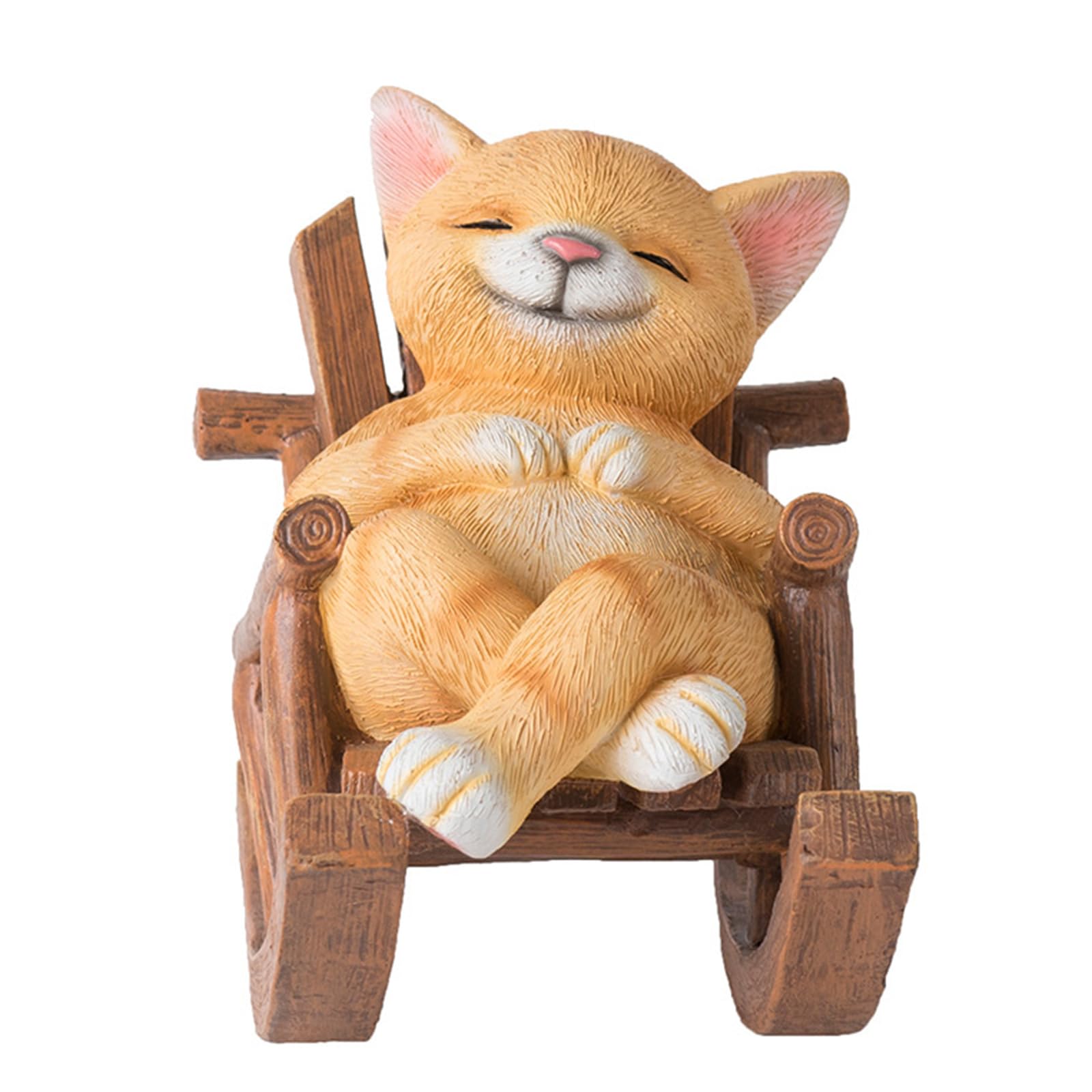 Tsophreniq Decorative Cartoon Rocking Chair Cats Dog Figurine for Home and Tabletop Resins Animal Miniature Statue Ornament Small Cats Sculpture