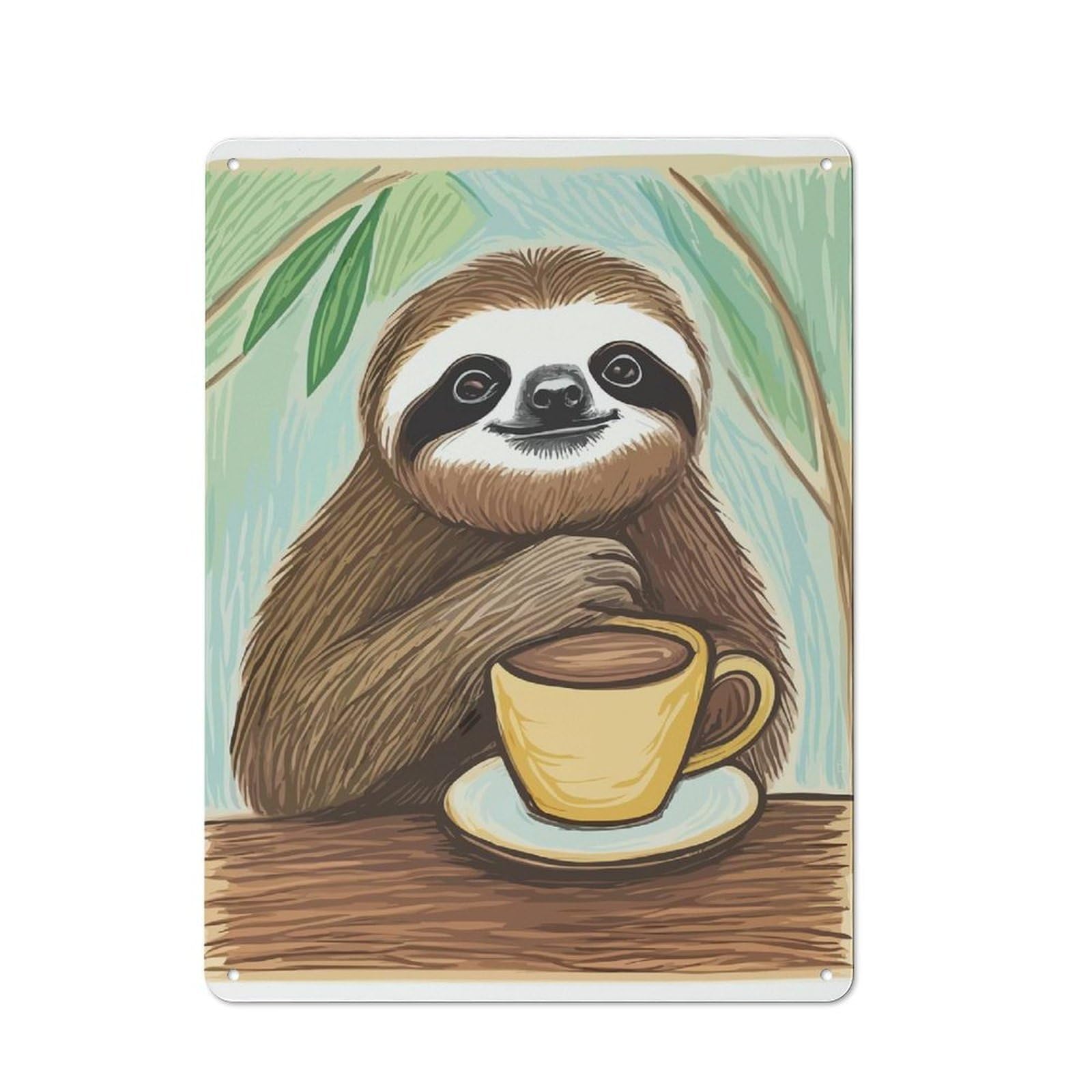 Vintage Smile Sloth Metal Gift Sign 40x30cm, Novelty Wall Art for Hallway, Home Bar, Garage Or Study