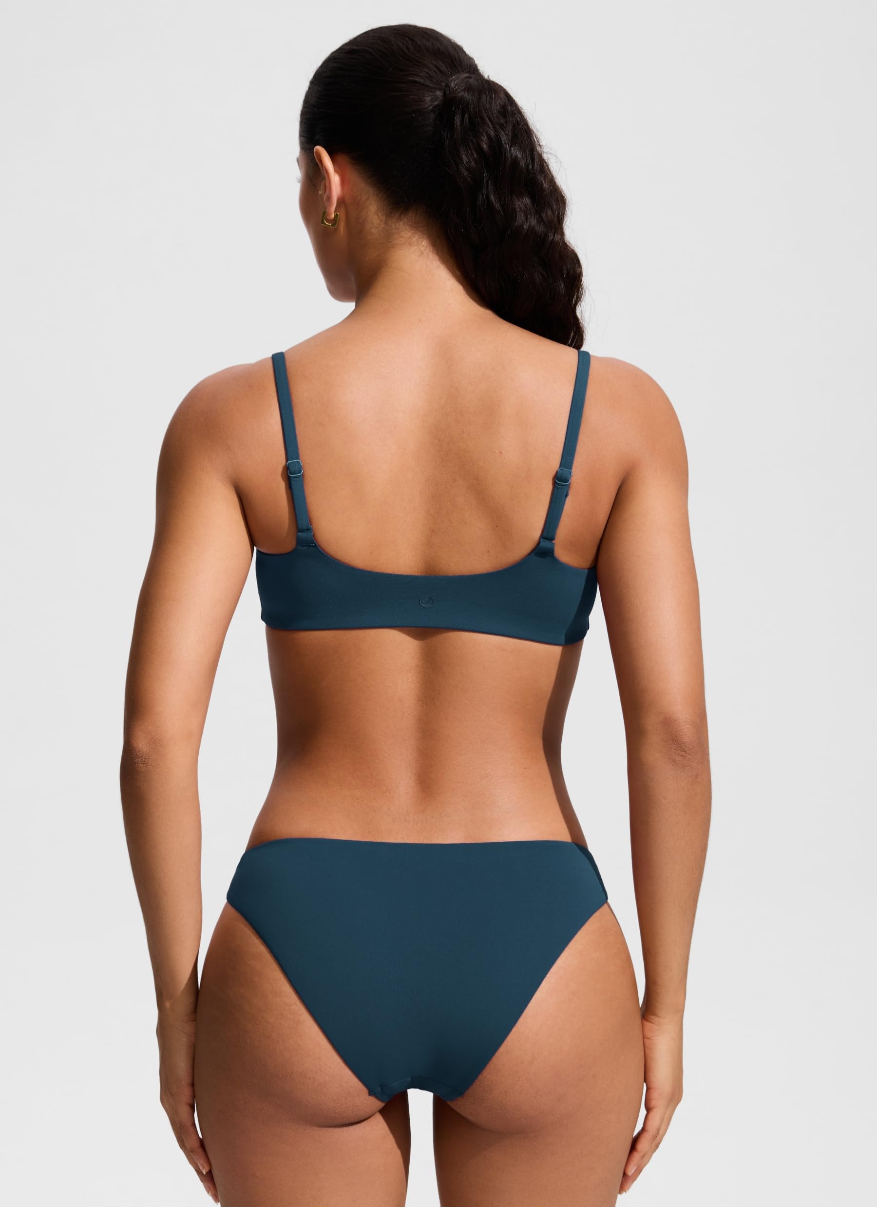 CRZ YOGA Top de Bikini para Mujer Tirantes Finos Ajustables Tops de baño Escote Redondo Acolchado