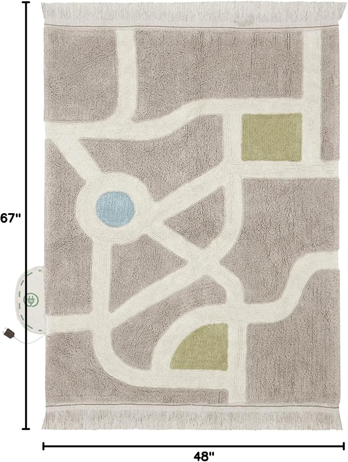 Lorena Canals| Washable Area Rugs for Kids Eco City -, Handmade in Natural 4' x 5' 7"