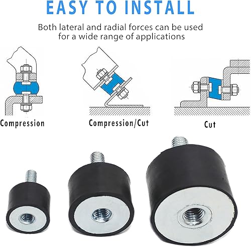 Miniatura 6 de Soportes de goma macho M8x23mm con tuercas de seguridad hembra, aisladores antivibración de 30x20mm, amortiguadores de choque para bombas de agua