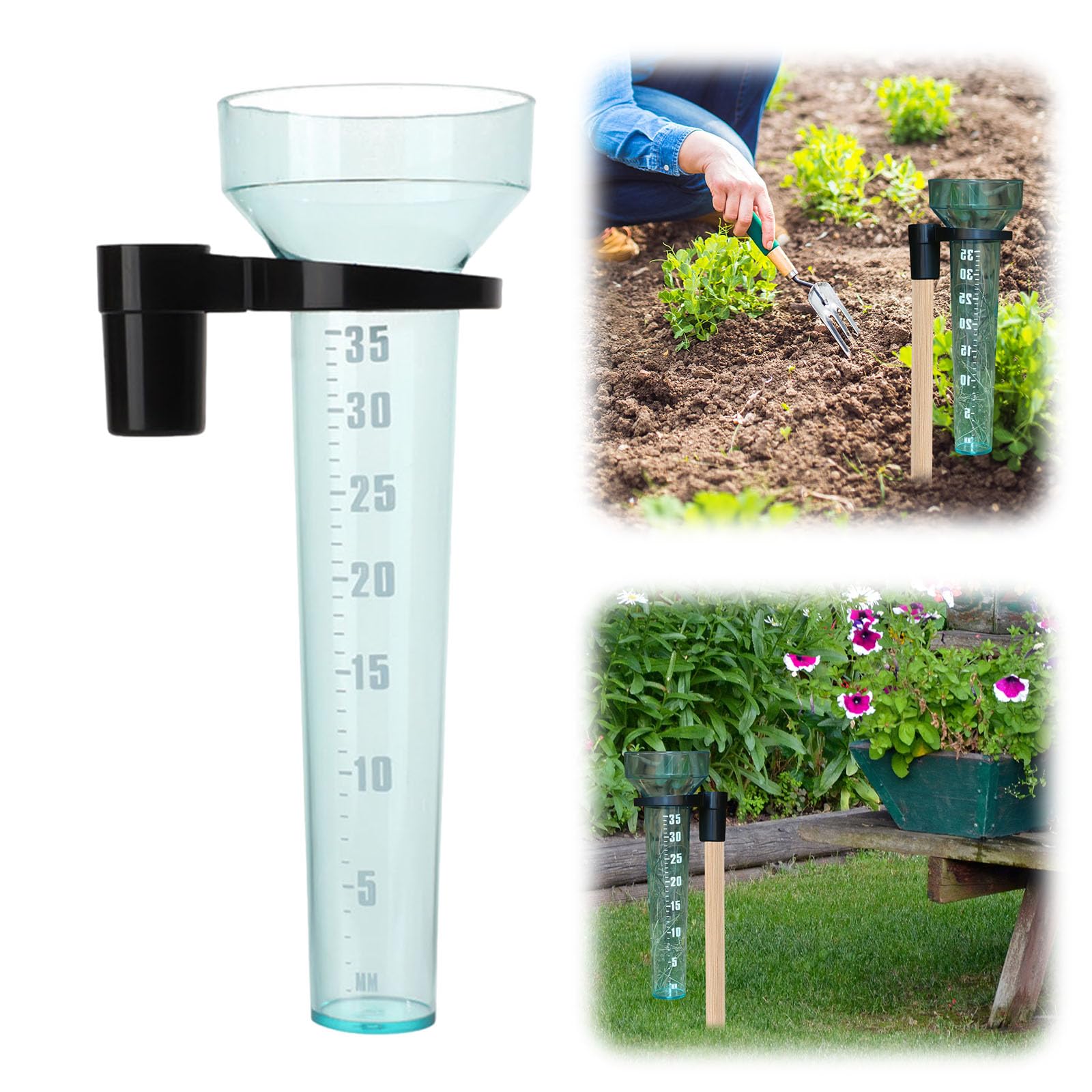 Robuster Kunststoff-Regenmesser 35 mm mit Halterung, einfach zu montieren for Garten, Bauernhof & Außenbereich