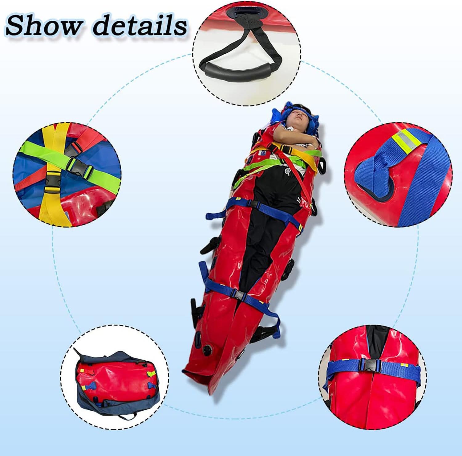 Universal First Aid Adult Vacuum Stretcher Foldable Multi-Handle Stretcher Fire Soft Stretcher Bearing Weight 160Kg.