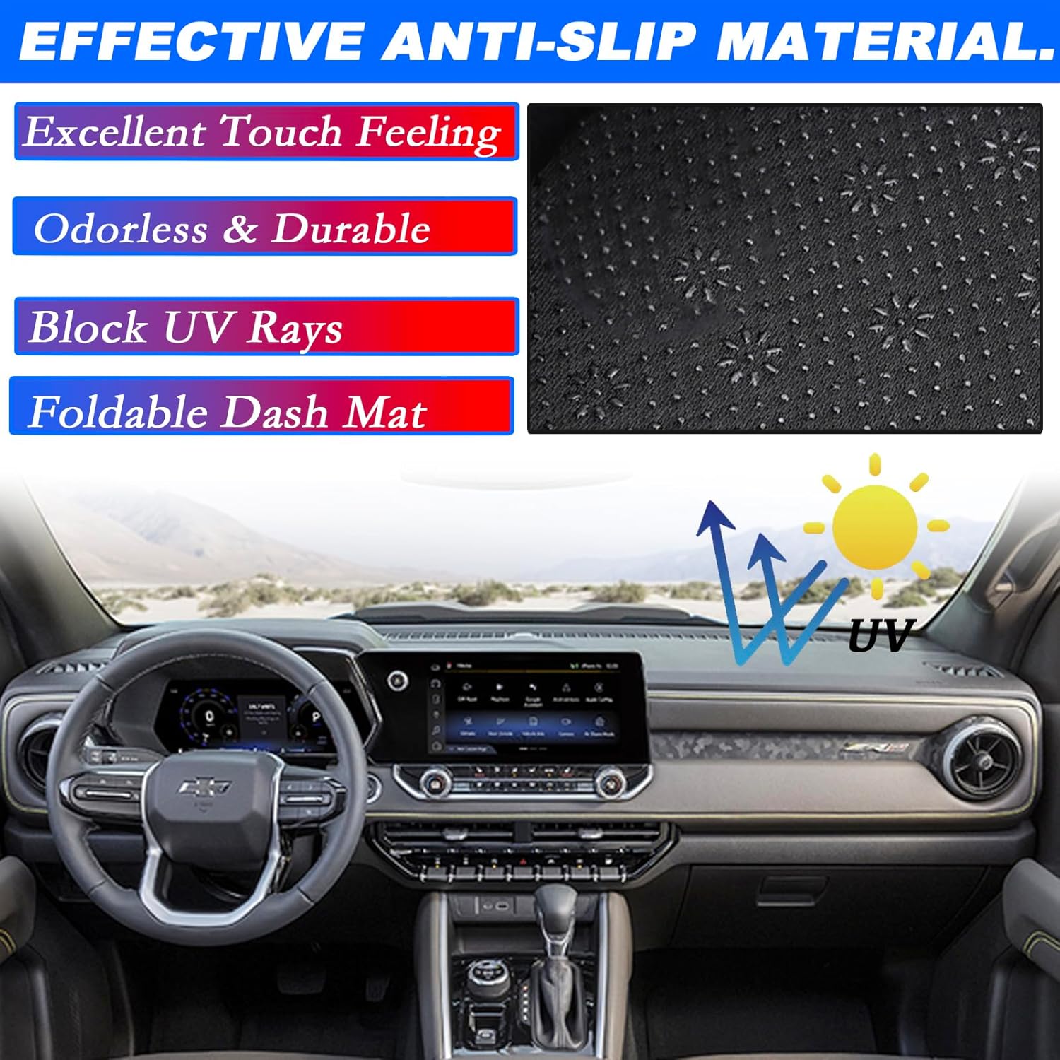 Dash Mat Cover Interior Dashboard Protector pad for Chevrolet Colorado (WL/LT/Trail Boss/Z71/ZR2) 2023 2024 2025 2026 Dashboard Mat Cover Pad Carpet Protector