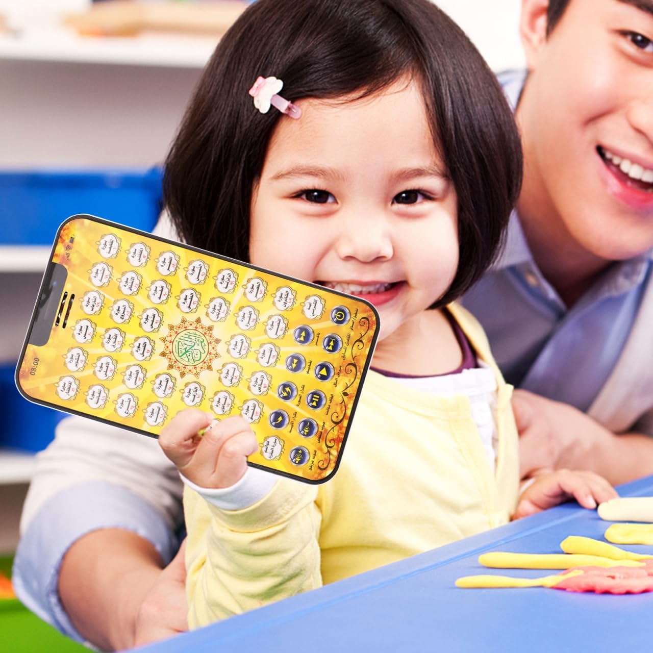 Alasum Arabic Learning Tablet for Kids Early Childhood Education Toy with Interactive Touchpad Plastic Educational Learning Machine Yellow