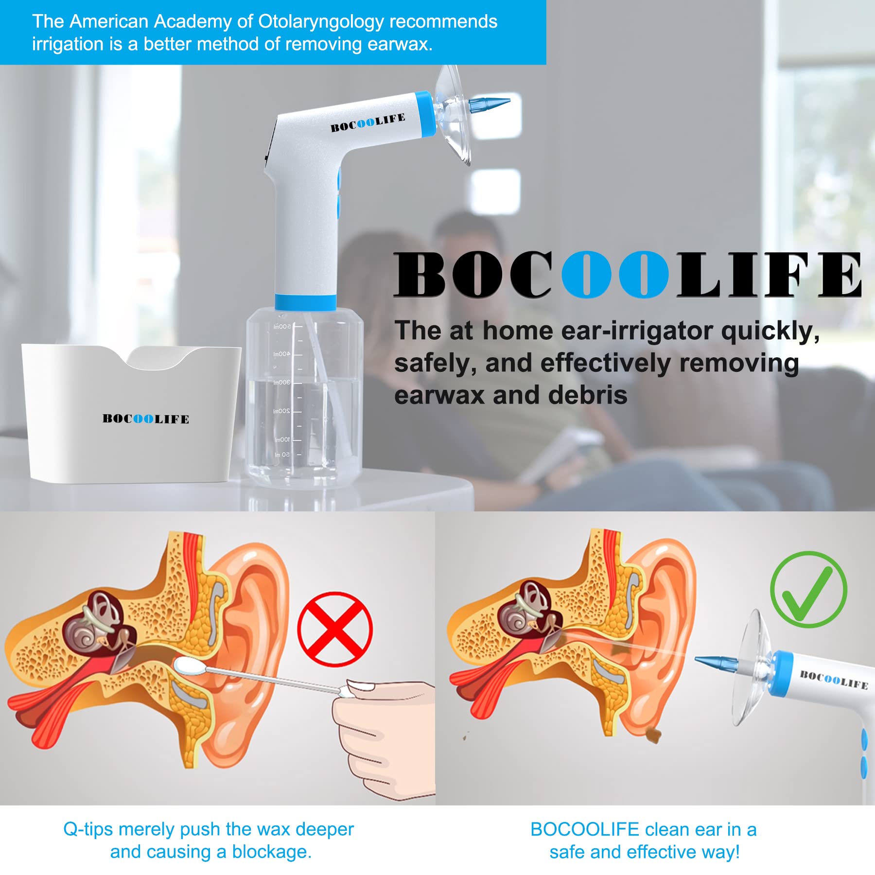 Buy BOCOOLIFE Electric Earwax Remove Removal Ear Irrigation System Electric Ear Irrigation Kit