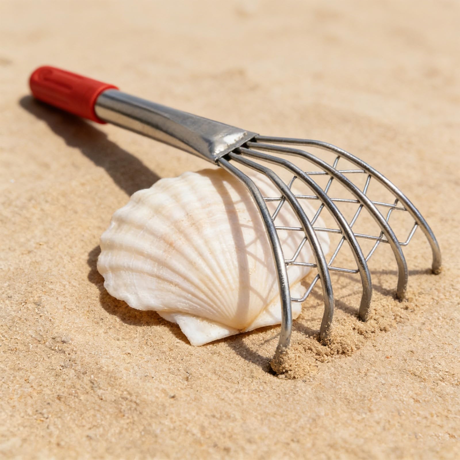 2-teiliges Muschelrechen-Set mit Korb, Austernschalen-Austernscheren – 40 x 12,5 x 7 cm, Zubehör für die Muschelsammlung am Strand