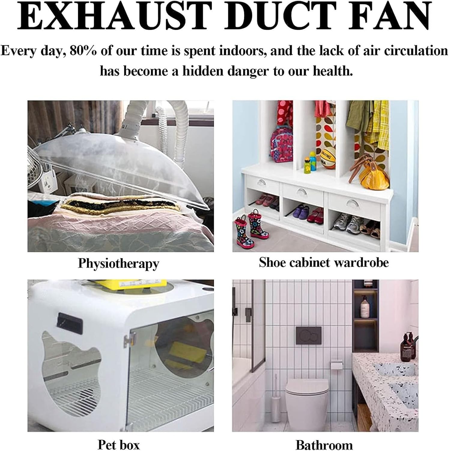 Inline Duct Fan 2 Inch 50mm Ventilation Exhaust Booster 62 CFM Quiet Fan Filter Duct Kit 6W 12V Intake Fume Extractor Blower for Ducting, Bathroom, Kitchen, Grow Tents, (Not Adjustable Speed)