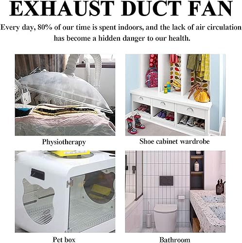 Miniatura 7 de Ventilador de conducto en línea de 2 pulgadas 1.969 in de ventilación de escape de 62 CFM, kit de conducto de filtro de ventilador silencioso de 6