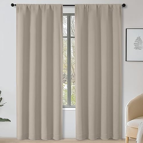 Miniatura 105 de OWENIE Sally Ever Green Cortinas Opacas para Dormitorio Sala de Estar 63 Pulgadas de Largo Juego de 2 Paneles, Aislamiento Térmico Ahorro de Energía