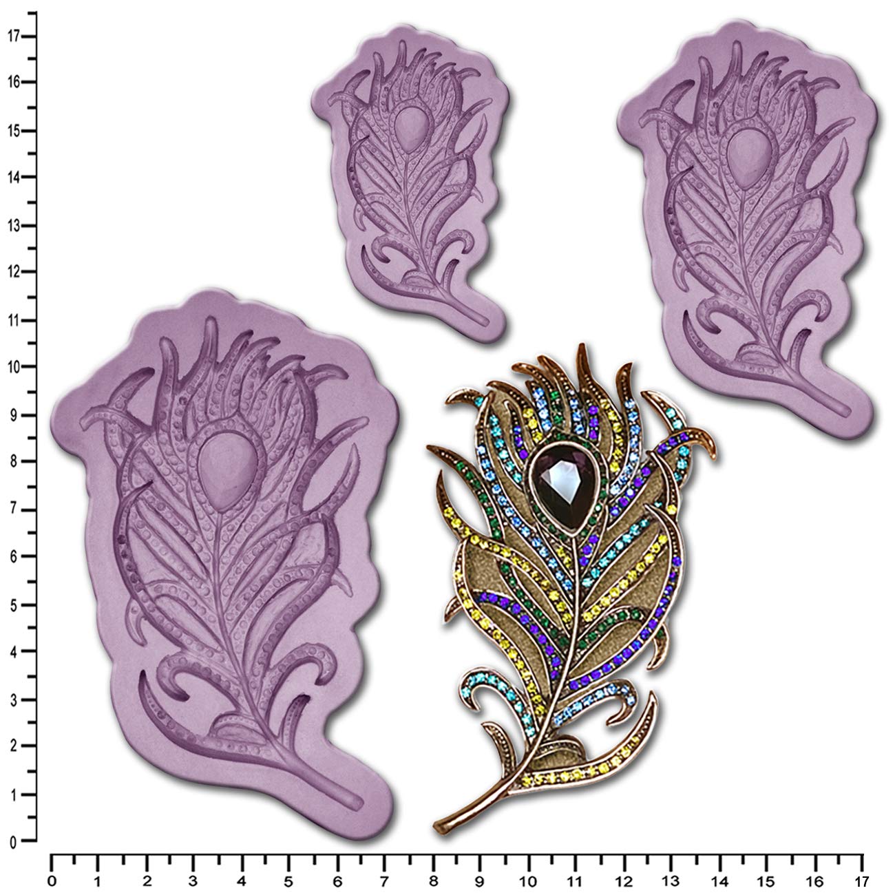 Moule silicone peacock feather haute précision pour décors de gâteaux
