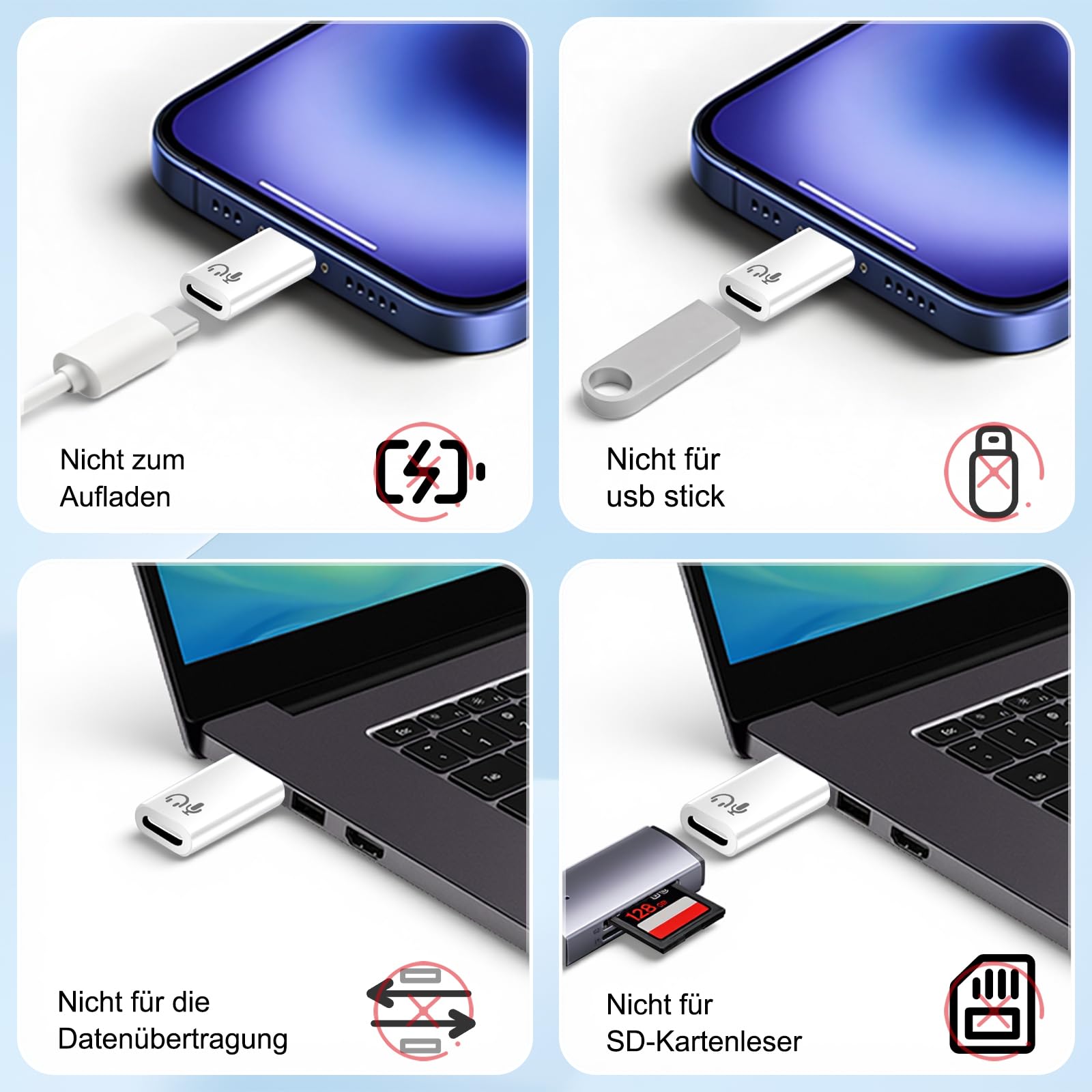 Adattatore audio da Lightnning a USB-C per iPhone 17/16/15 serie, iPad, Galaxy e USB-C dispositivi, qualità audio Hi-Fi, controllo in linea, Plug and Play, bianco