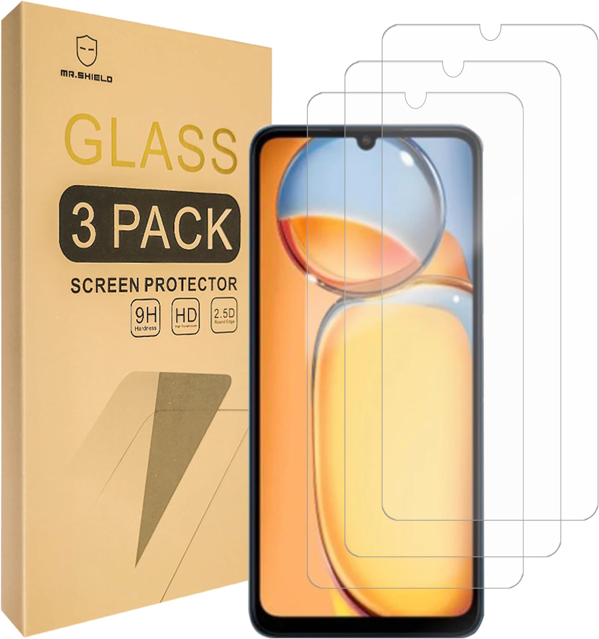[3-Pack] Screen Protector For Xiaomi (Redmi 13C) [Tempered Glass] [Japan Glass with 9H Hardness] Screen Protector