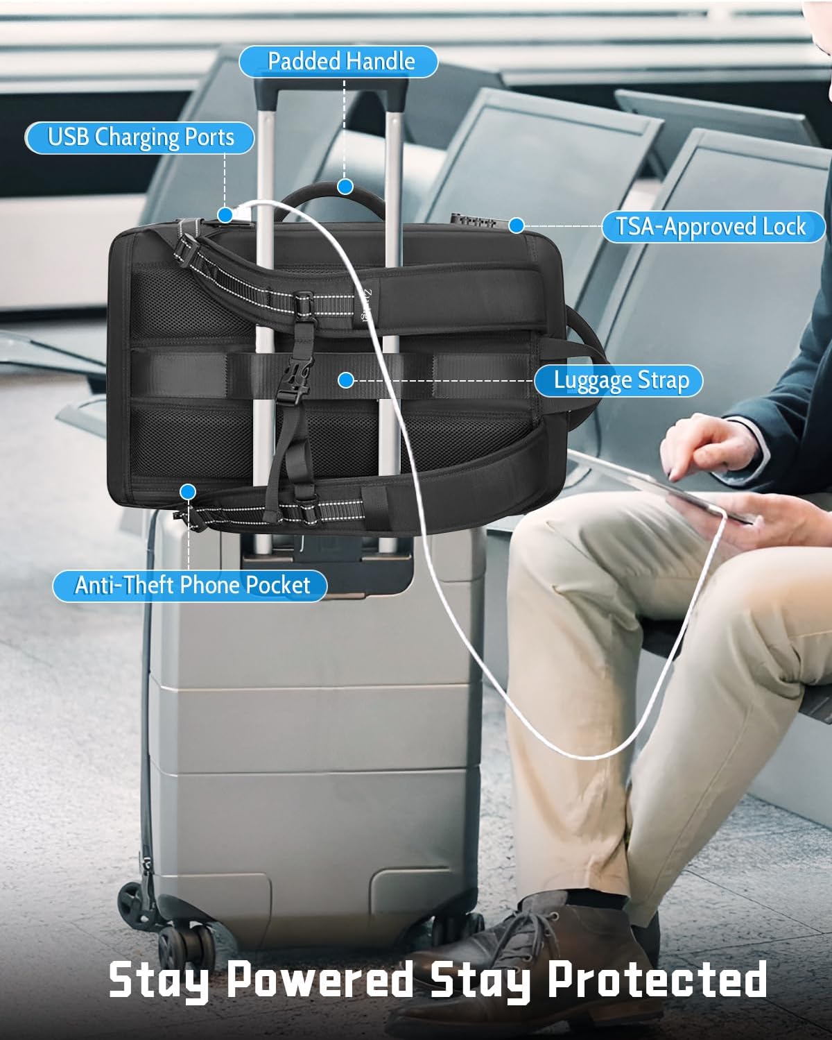 Zurligi Vacuum Travel Backpack, 30–60L Large Capacity Expandable Carry-On, Smooth Zippers, Multi-Compartment, TSA Lock, USB Port, Durable Comfortable Fits 19" Laptop for Business, Intl Travel(30-60L)