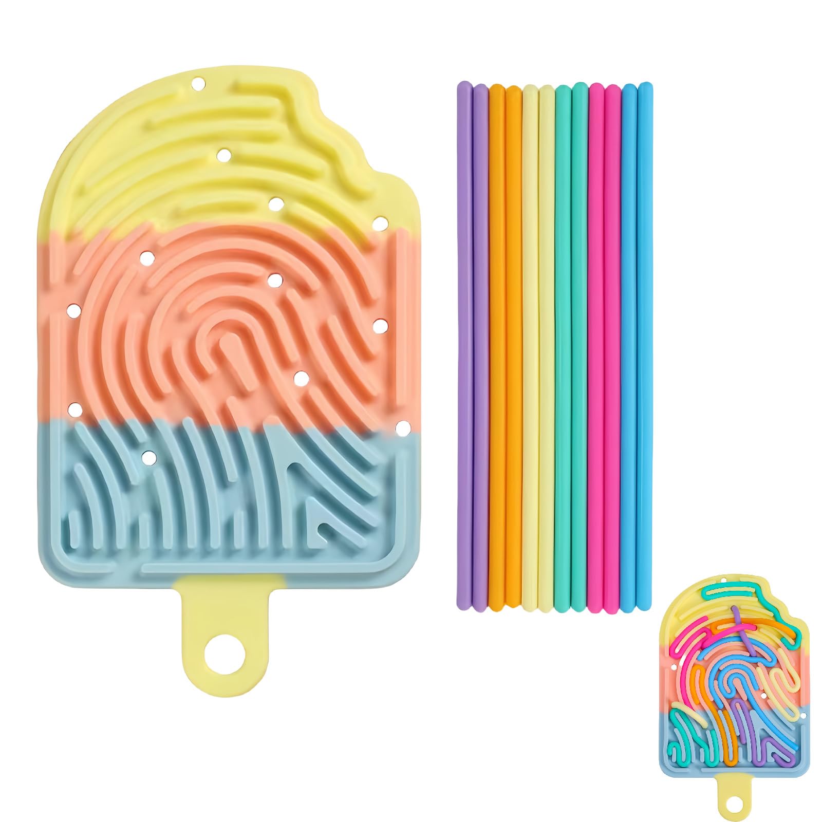 Rainbow Ice Cream Sensory Activity Board Silicone Fidget Board, Push Peel Sensory Boards