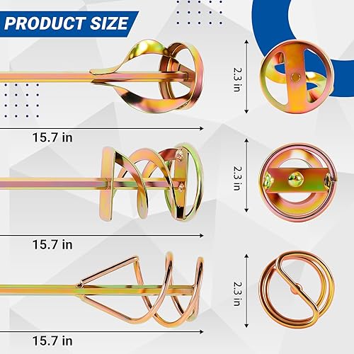 Miniatura 2 de Juego de 3 mezcladores de pintura para taladro de resina epoxi, barro, cuchillas de cemento, mezclador de hormigón, paletas de mezcla de 15.7