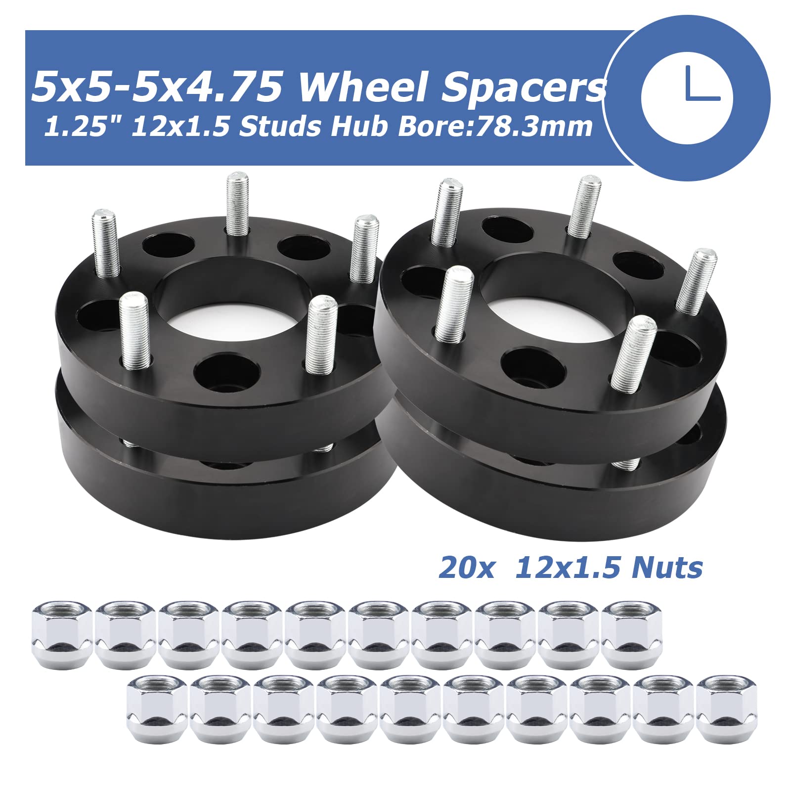 2PC 1" Wheel Spacers 5x4.75" For Chevy Corvette Camaro - M12x1.5, 87.1mm Hub