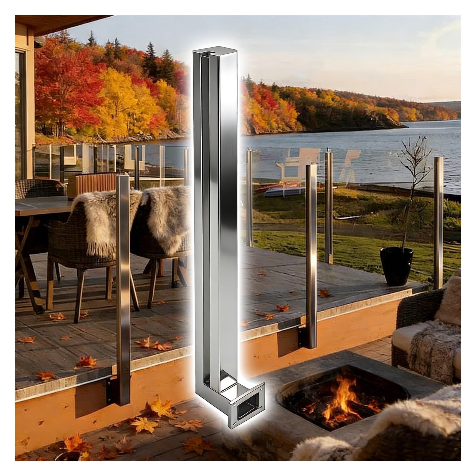 Poteau de balustre en acier inox 304 haut de gamme pour fixation latérale de verre