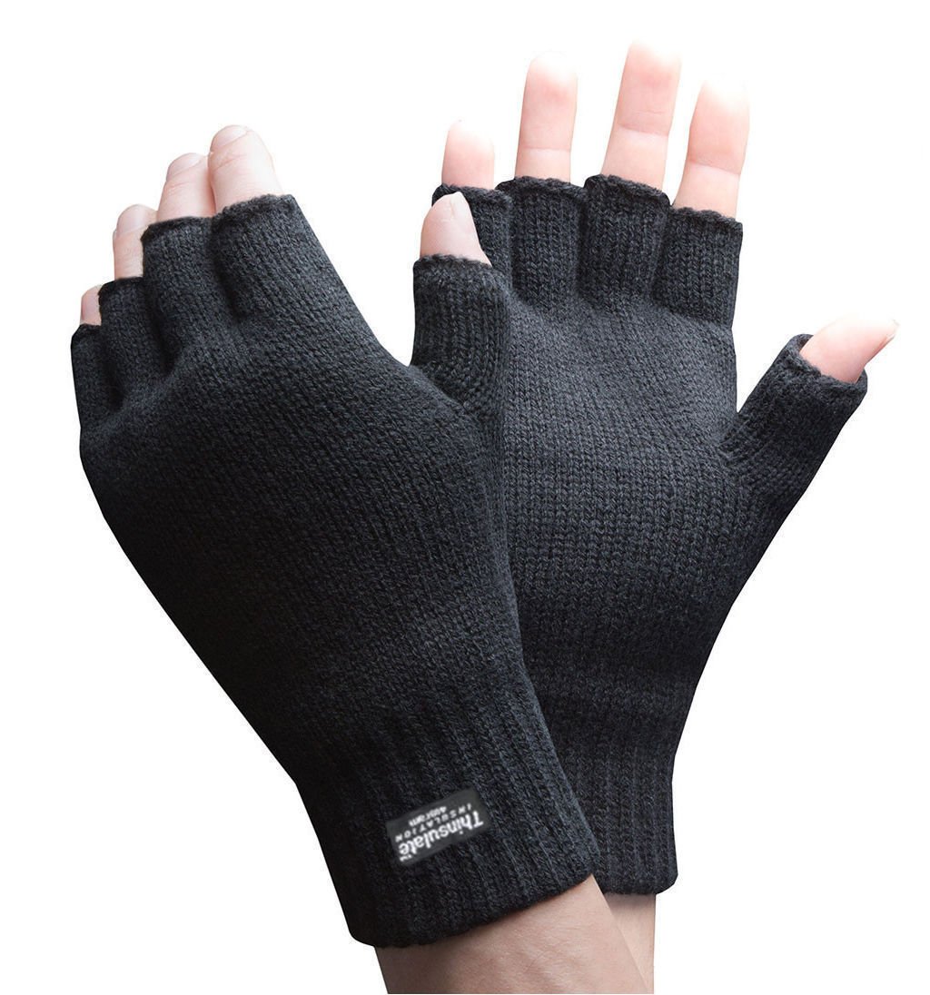 Mega_Jumble® UNISEX HEATGUARD WARM WINTER 3M Thinsulate™ THERMAL FINGERLESS GLOVES (Standard Size)