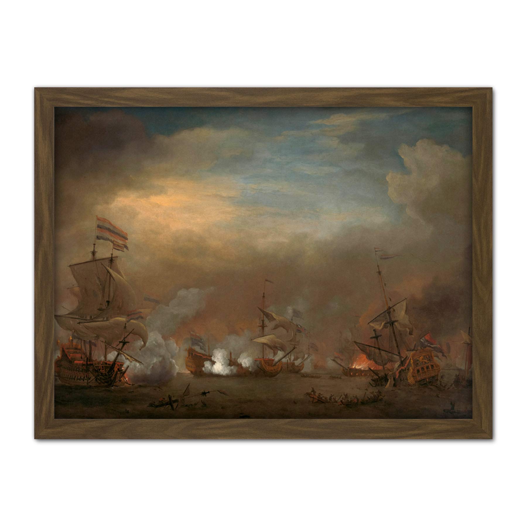 Artery8 Encounter During The Battle Of Kijkduin Artwork Framed Wall Art Print 18X24 Inch