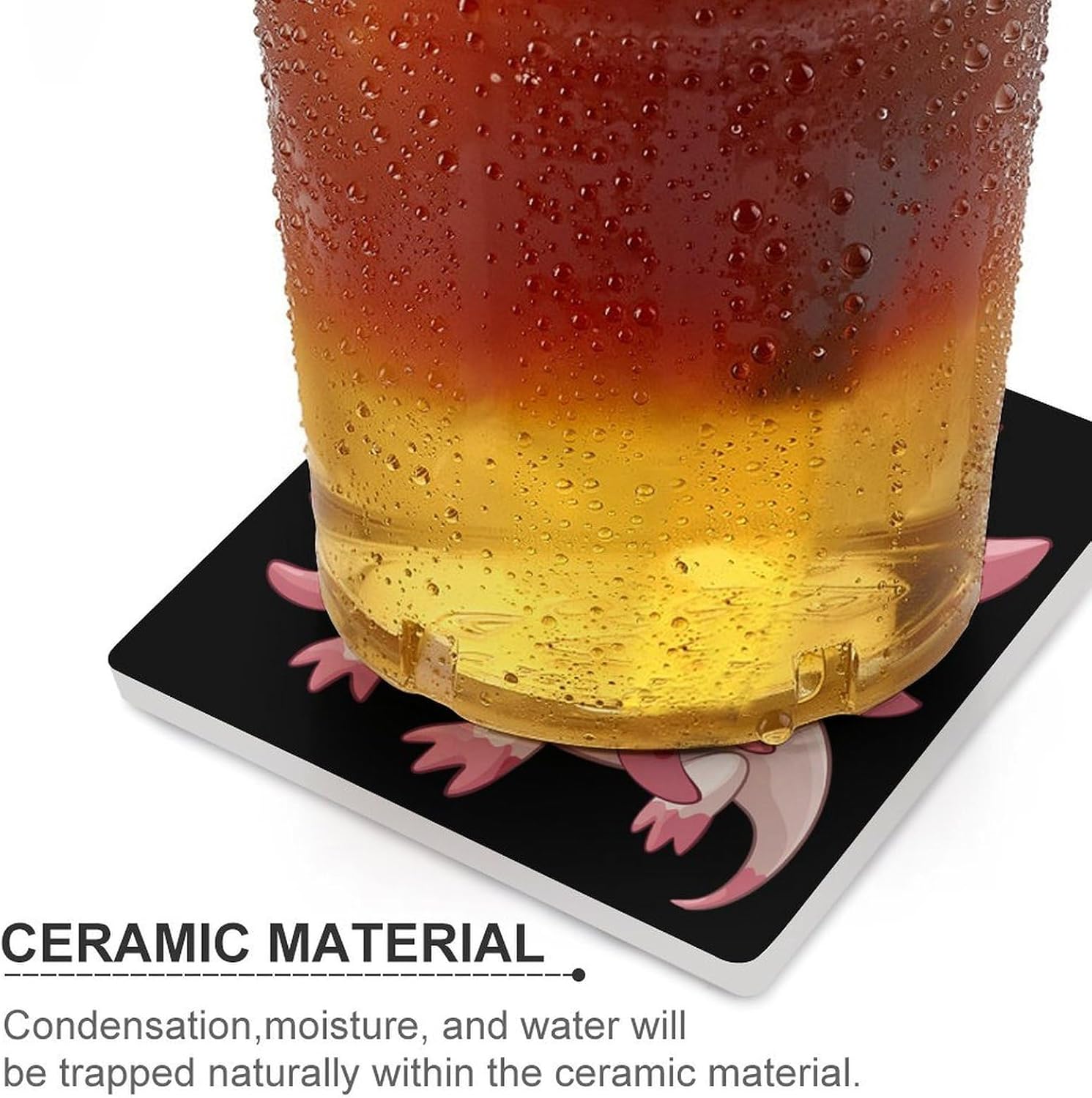 Canadian Axolotl Lover Flag Coaster for Drinks Square Ceramic Table Coasters Stone Mat Crafts 6PCS Home Kitchen Decor