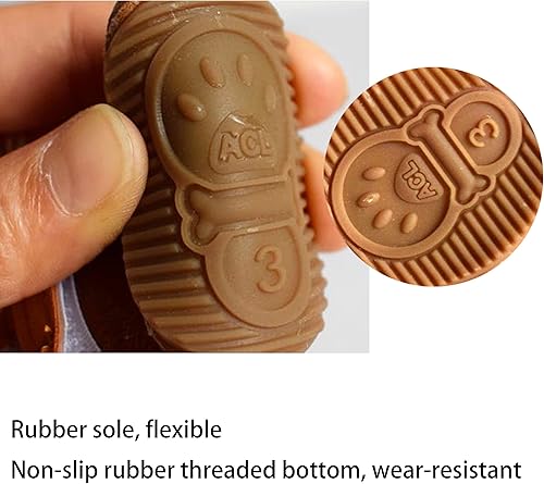 Miniatura 6 de Botas para perro, paquete de 4, protectores antideslizantes para perros pequeños, zapatos de nieve de invierno con suela resistente (marrón, talla 2)