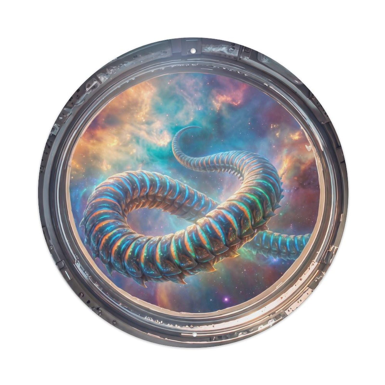Alien Worm from Space Station Porthole Metal Tin Sign