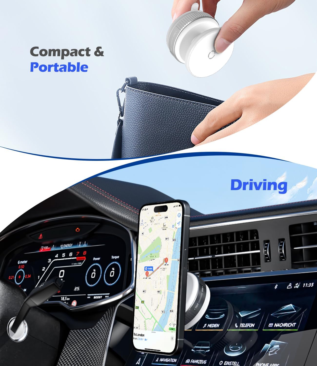 Magnetic Phone Holder Mount with Suction Cup [360° Rotatable] Compatible with MagSafe iPhone for Shower, Kitchen, Gym, Glass, Mirror, Car Display, Any Smooth Surface - White