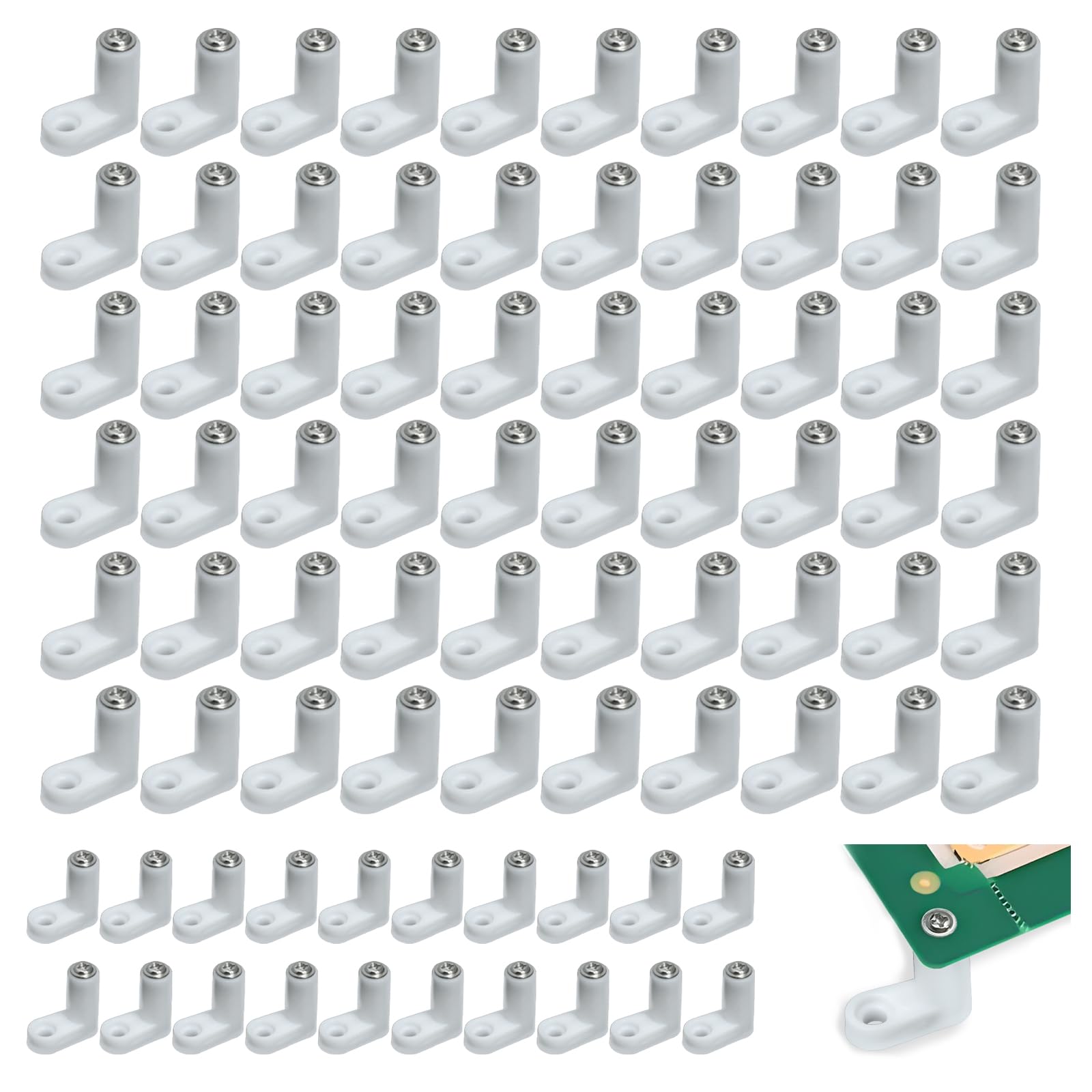80 Set L-Shape PCB Mounting Feet with Screws, Plastic Motherboard Circuit Board Standoffs, Console Mainboard Mounting Hardware Parts
