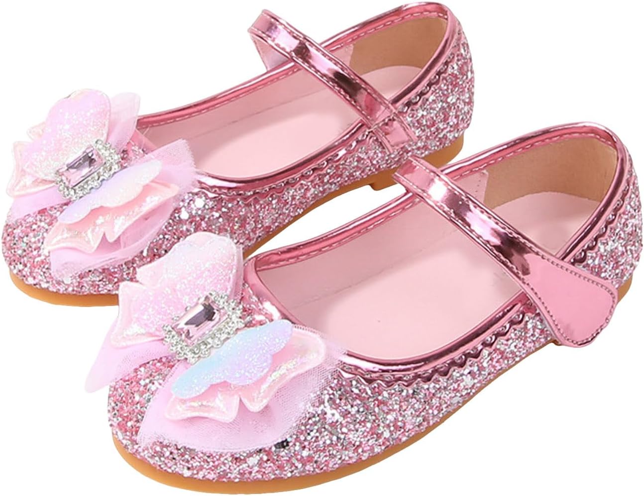 IWIHMIV Toddler Little Girl Mary Jane Dress Shoes Non Slip Comfortable Ballet Flat Party School Shoes with Bow