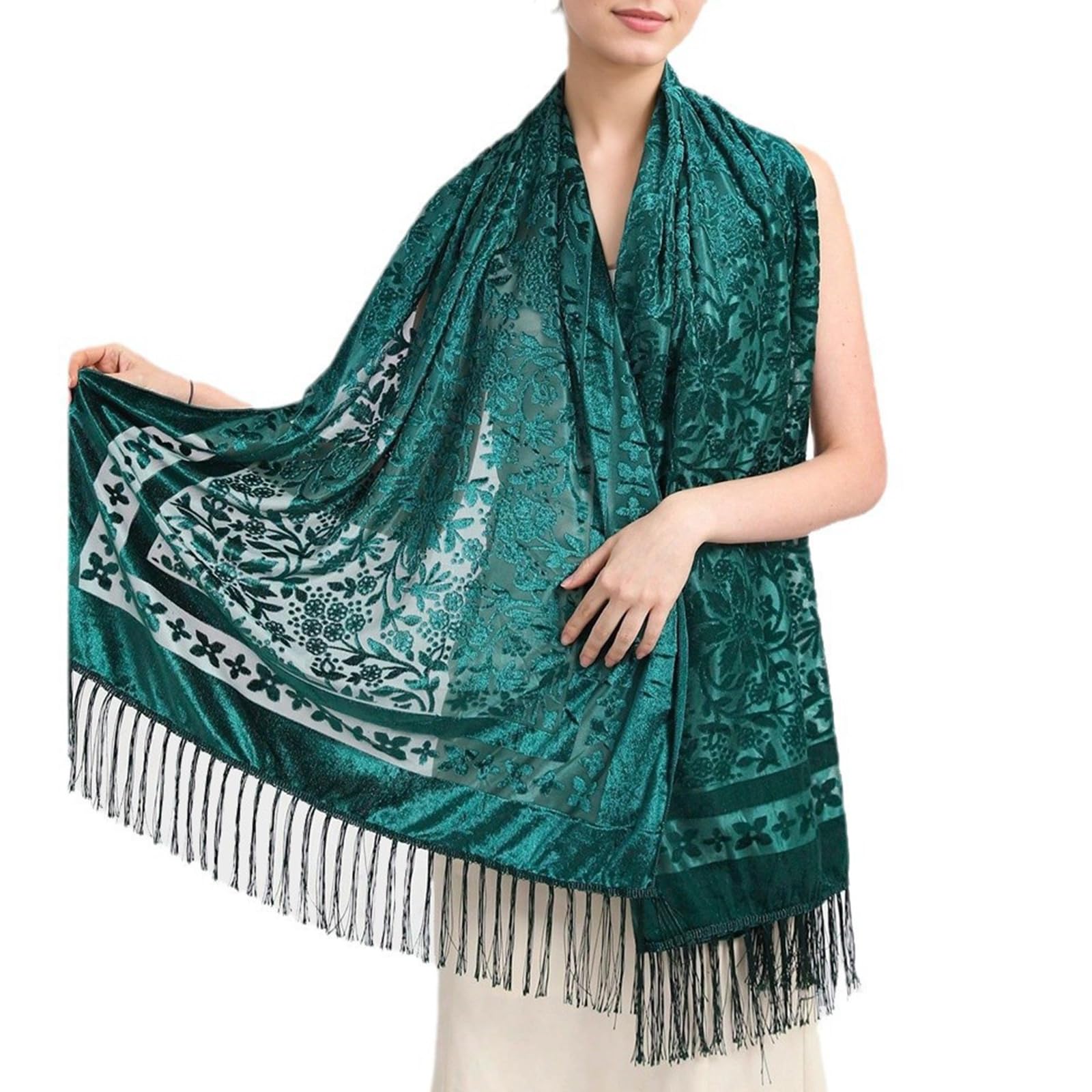 Luxurious Velvets Shawl For Women Evening Dress Shoulder Wrap Multifunctional Long Fringed Scarf With Embroidery Luxury Velvet Scarf