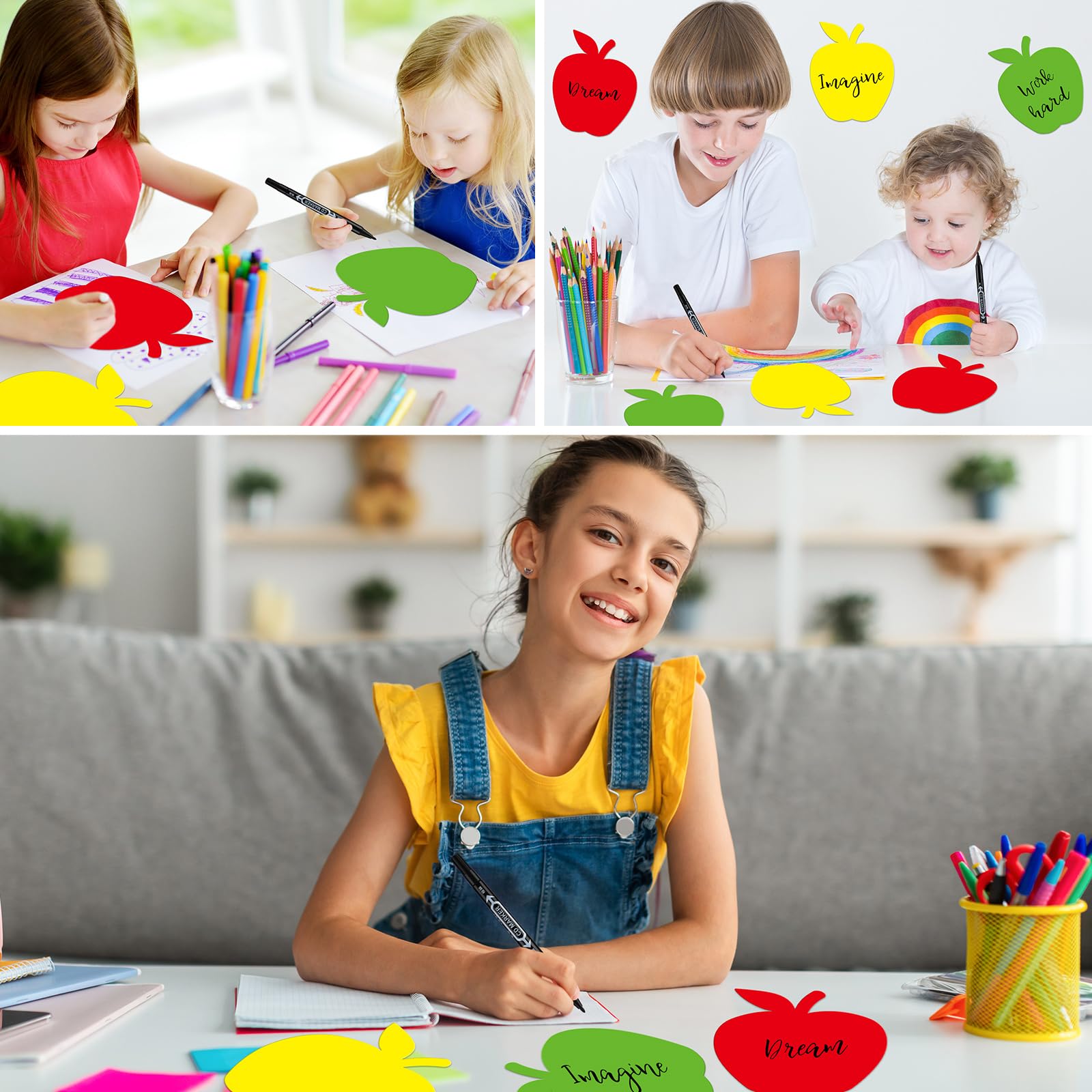 Qilery 100 szt. 15 cm duże wycięcia na papier jabłkowy luzem z 2 markerami