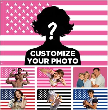 Custom Pink American Flag 3x5 Ft Personalised American Flag with Photos, Logo, Text HD Printed Customised Funny Flag Banner for Wall,Clubs,Bars,Concerts & Parties,Gift for Indoor or Outdoor Decoration