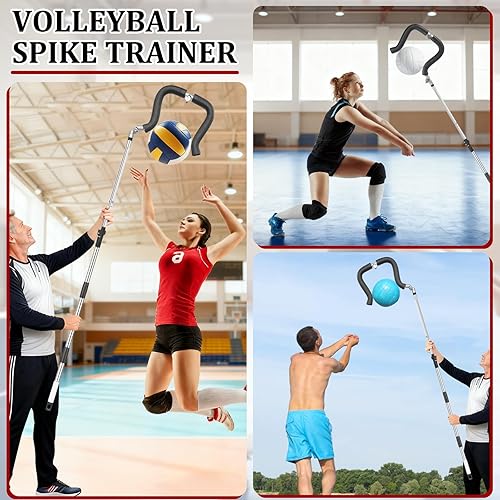 Miniatura 3 de Entrenador de púas de voleibol, longitud retráctil de 64 a 85 pulgadas, entrenamiento de voleibol  Sensación de pelota real para servir, pinchar,