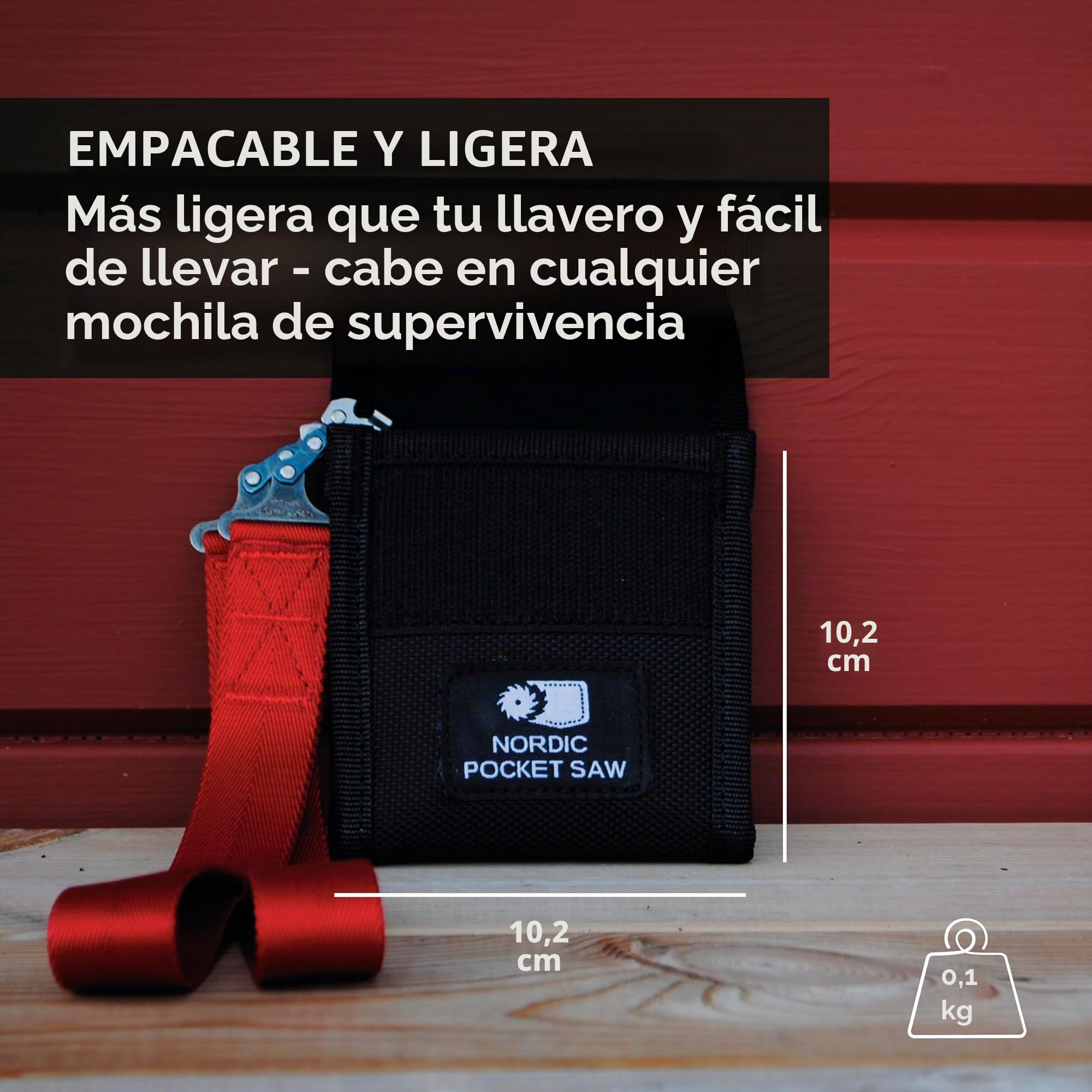 Nordic Pocket Saw Motosierra de Mano - Sierra de Cadena 65 cm con Asas de Nailon - Sierra Manual de Bolsillo Portátil - Sierra Supervivencia Acampada Senderismo - Versión ORIGINAL 33 Dientes