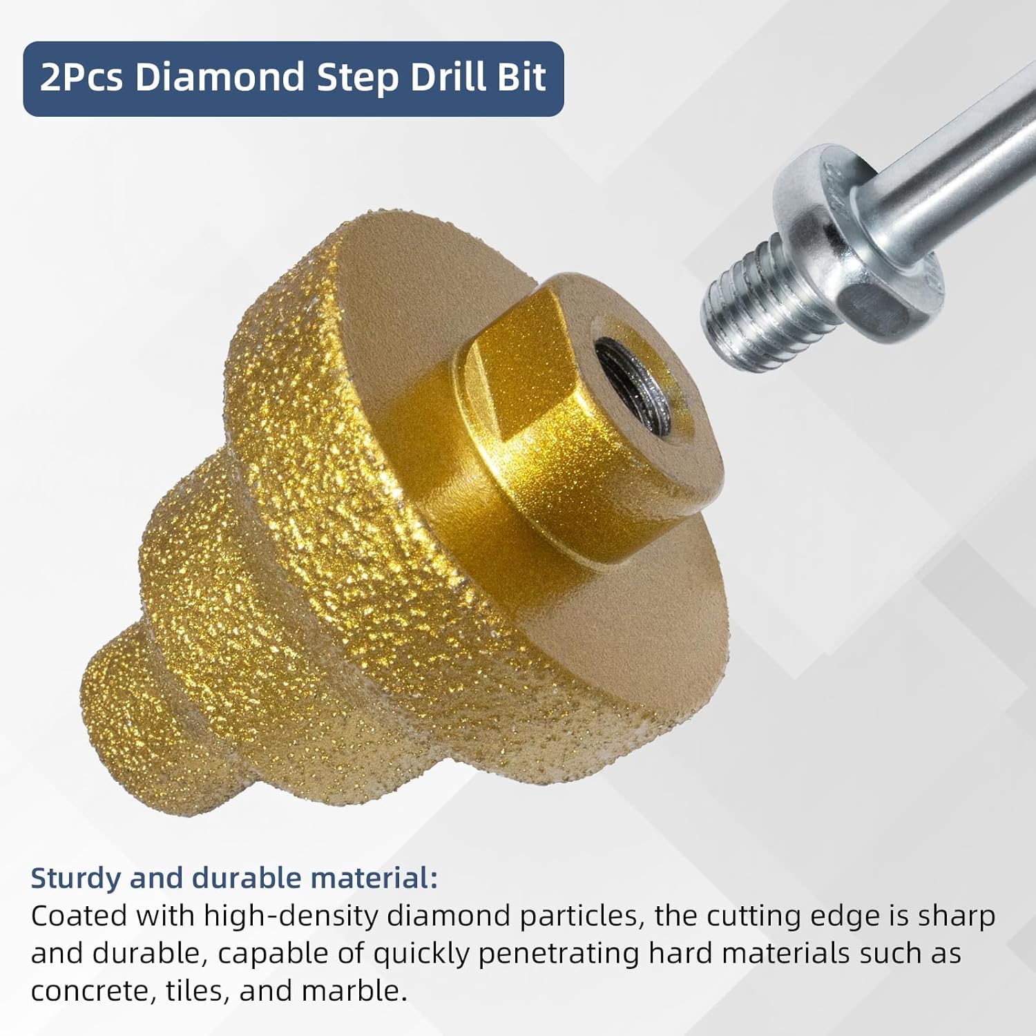 Diamond Step Drill Bit Set (20mm/35mm/50mm) - M10 Thread Hole Opener for Metal, Tile, Wood, Concrete, Marble, Engineered Stone, Multi Hole Opener Cone Bit Grinder Cutter, Beveling Chamfer Step Tapered