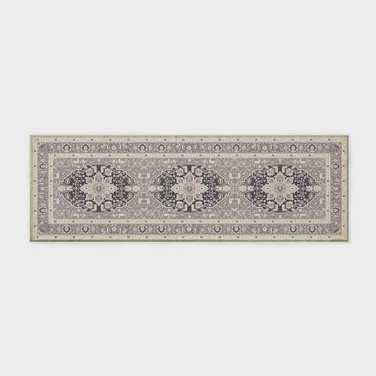EVERGRACE Faux Wool Area Rugs 2'x 6' Boho Medallion Rugs for Living Room Indoor Outdoor Rugs for Bedroom Dining Room Entryway Kitchen Low Pile Washable Floor Mat Carpet, Taupe Gray
