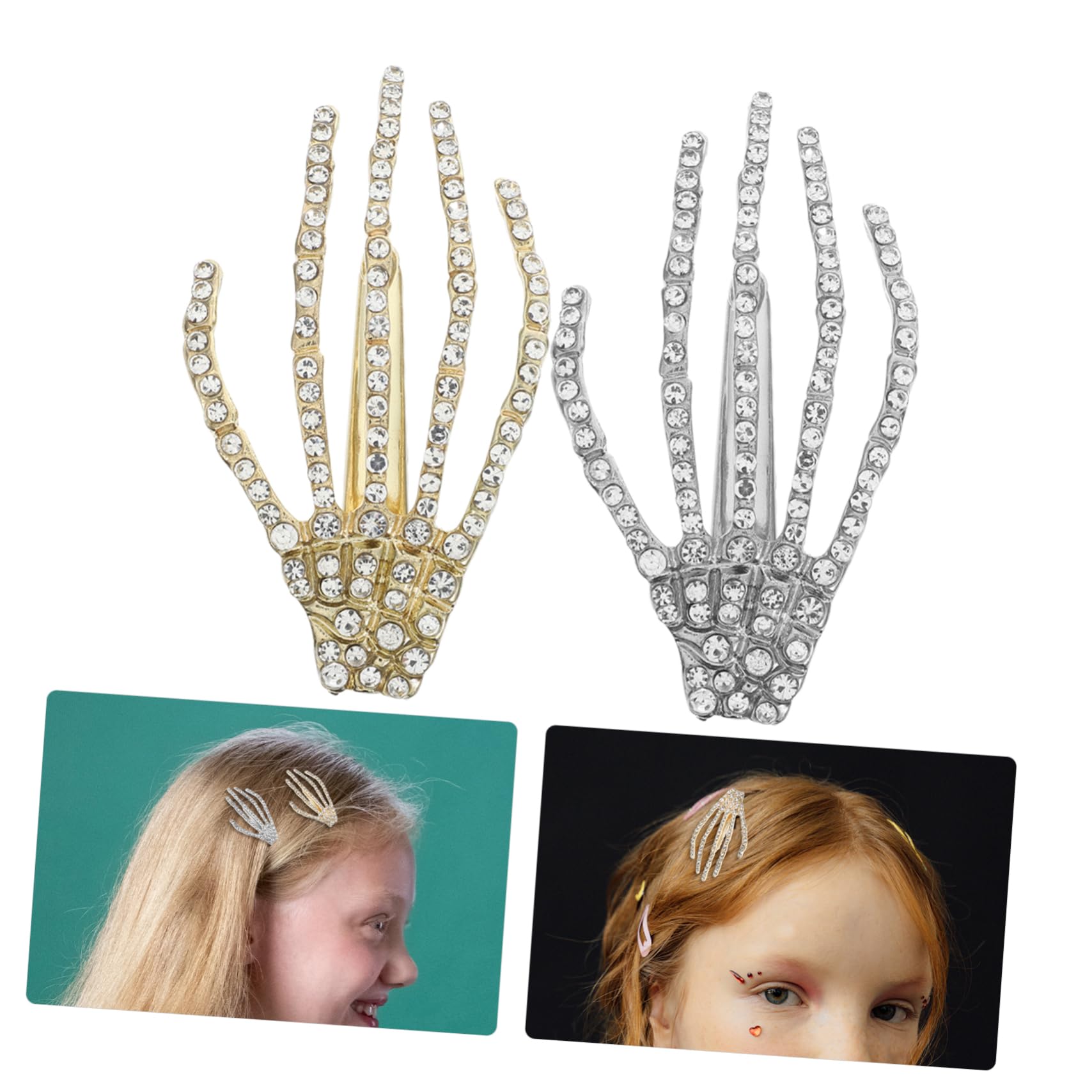 Baluue 40stücke Halloween Haarschmuck Mit -hand Haarnadeln Silberne Und Goldene Duckbill-haarspangen Für Partys Und Festliche Anlässe Mit Funkelnden Strasssteinen