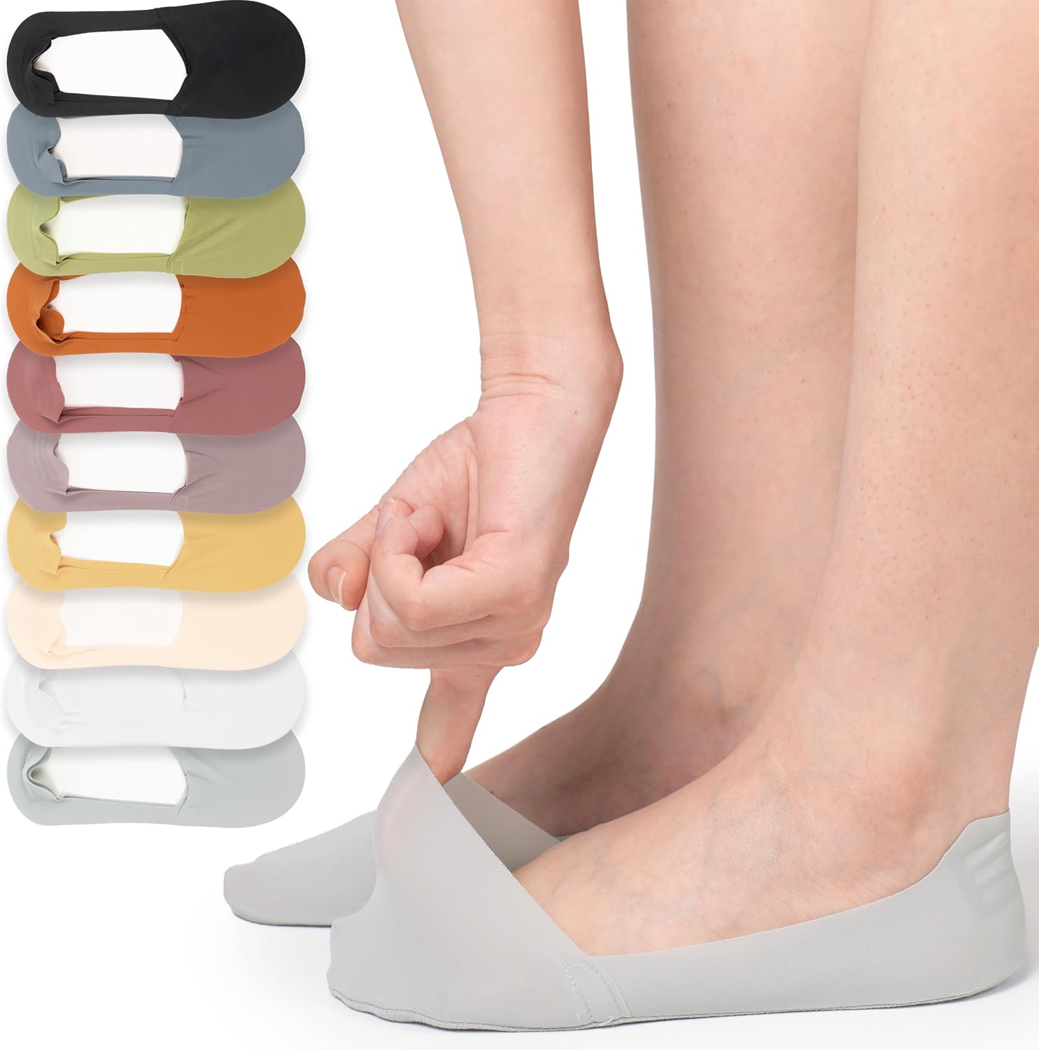 BomKinta No Show Socks Womens 10 Pairs Non Slip Low Cut Liner
