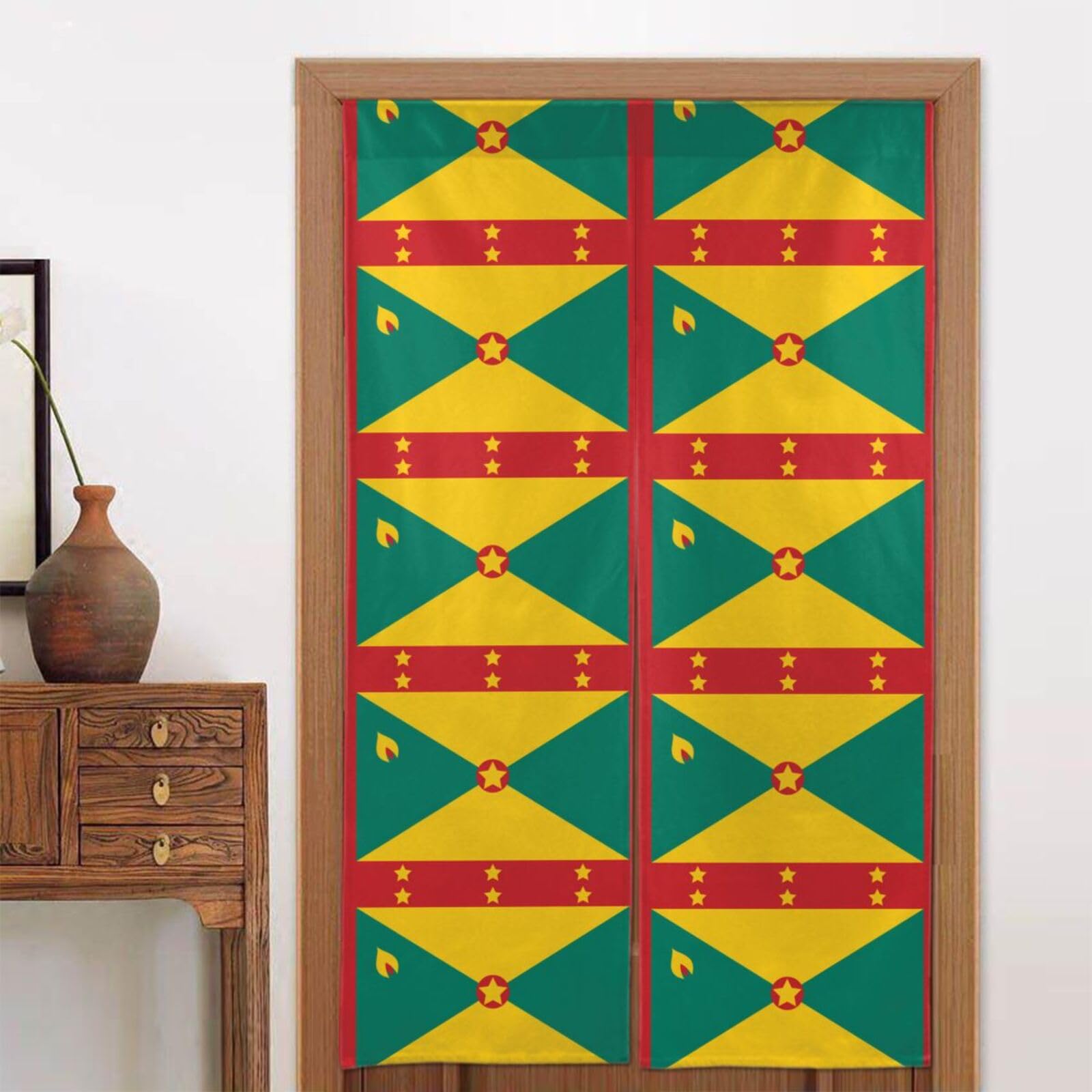 chenfandi Flag of Grenada Door curtain, blackout, suitable for bedrooms, bathrooms, windows, etc., 86 x 143 cm.